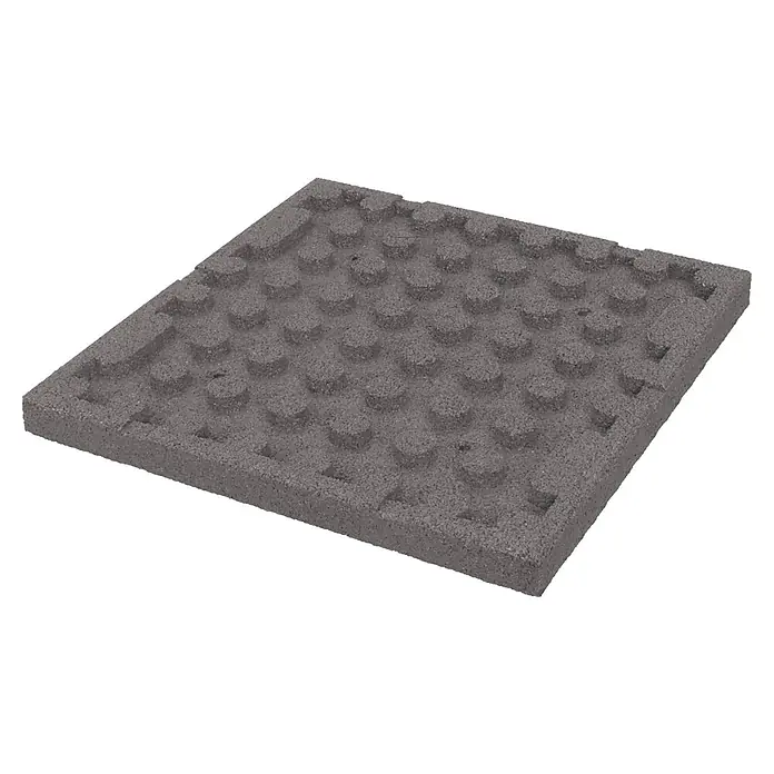 Fallschutzmatte - Grau, 50 x 50 x 4 cm - Nahaufnahme einer taktilen Bodenfliese aus grauem Beton mit erhabenen, abgerundeten Noppen für Sehbehinderte.