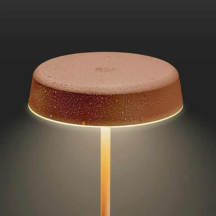 Brilo Akku-Tischleuchte Pala - Ø x H: 13 x 36,5 cm, Coffee, Warmweiß, 2,6 W, IP44 - Wasserdichte Tischleuchte mit warmem Licht und stilvollem Design, perfekt für den Innen- und Außenbereich.