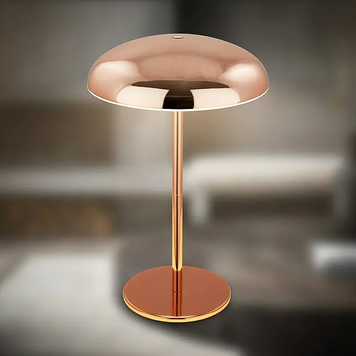 Brilo Akku-Tischleuchte Caxa - Ø x H: 19,5 x 30,5 cm, Kupfer, Warmweiß, 2,8 W, IP44 - Elegante Kupferleuchte mit rundem Schirm. Das stilvolle Design macht diese Lampe zu einem Blickfang.