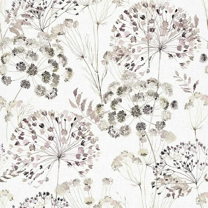 Glööckler Pompöös Provence Vliestapete - Grau/Beige/Rosa, Floral, 10,05 x 0,53 m - Zartes florales Muster mit blassen Rosa- und Lilatönen, das eine ruhige und elegante Atmosphäre schafft. Perfekt für Wohntextilien und Dekorationen.