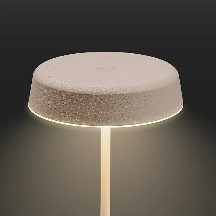 Brilo Akku-Tischleuchte Pala - Ø x H: 13 x 36,5 cm, Beige, Warmweiß, 2,6 W, IP44 - Wasserdichte Tischleuchte mit warmem Licht für gemütliche Abende. Das moderne Design macht sie zum Hingucker.