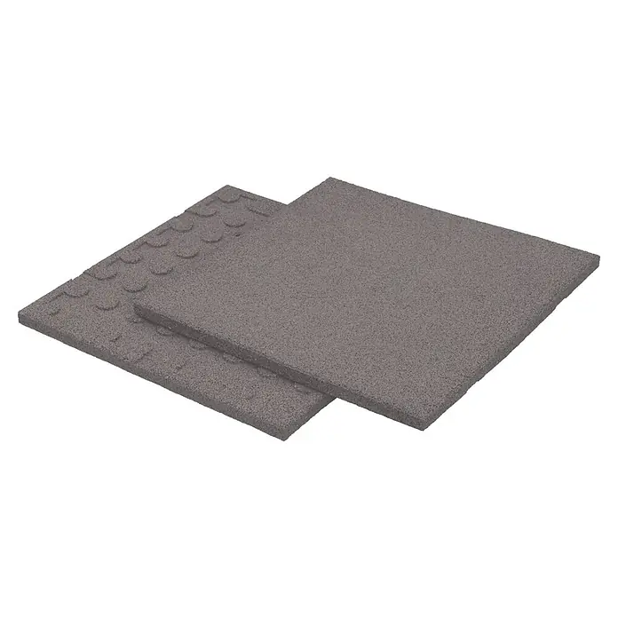 Fallschutzmatte - Grau, 50 x 50 x 2,5 cm - Graue Gummibodenfliesen für Fitnessstudios oder Spielplätze, stoßdämpfend und langlebig. Ideal für den Innen- und Außenbereich.