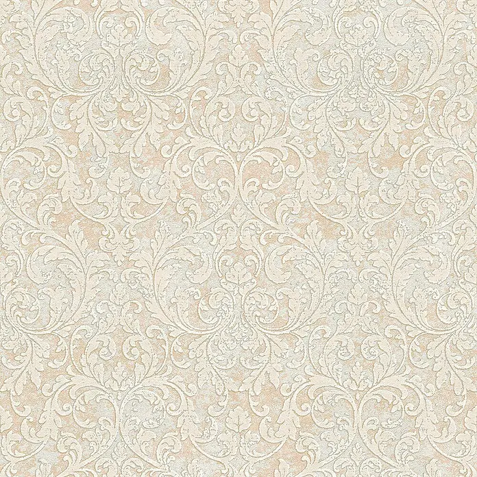 Glööckler Pompöös Provence Vliestapete - Beige/Braun, Ornament, 10,05 x 0,53 m - Elegante Tapete mit floralem Damastmuster in sanften Beige- und Cremetönen, ideal für eine stilvolle Wandgestaltung und ein gemütliches Ambiente.