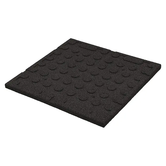 Fallschutzmatte - Schwarz, 50 x 50 x 2,5 cm - Schwarze Gummifliese mit halbrunden Noppen für den Außenbereich. Eine vielseitige und robuste Lösung für Spielplätze oder Terrassen.