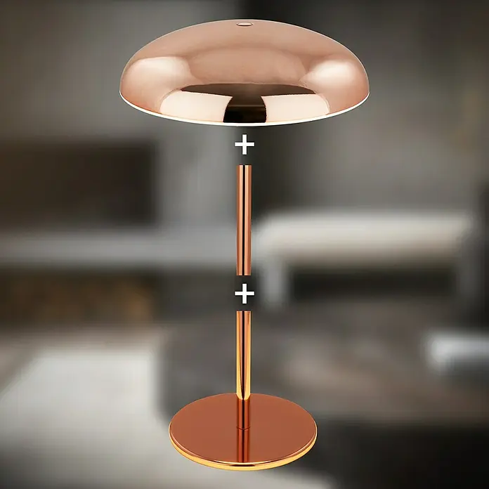Brilo Akku-Tischleuchte Caxa - Ø x H: 19,5 x 30,5 cm, Kupfer, Warmweiß, 2,8 W, IP44 - Elegante Tischleuchte in Roségold zur Selbstmontage. Das moderne Design passt perfekt in jeden Raum und sorgt für stilvolle Beleuchtung.