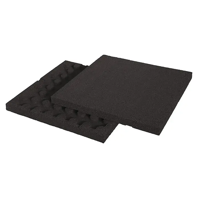 Fallschutzmatte - Schwarz, 50 x 50 x 4 cm - Zwei Stücke schwarzer Schaumstoffeinlagen für eine sichere Aufbewahrung von Gegenständen. Ideal zum Schutz empfindlicher Produkte.
