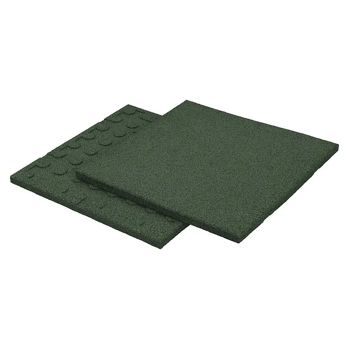 Fallschutzmatte - Grün, 50 x 50 x 2,5 cm - Grüne Gummifliesen für sichere Spielbereiche. Diese robusten Fliesen bieten Schutz und sind ideal für Spielplätze und Gärten geeignet.