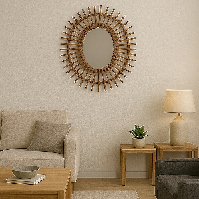 Espejo de pared Madera (59 x 49 cm, Natural) | BAUHAUS