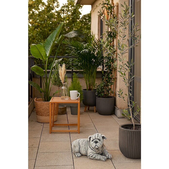 Figura decorativa Bulldog acostado (L x An x Al: 27 x 15 x 18 cm, Ceniza, Piedra artificial) | BAUHAUS