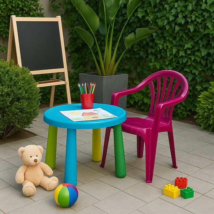 Silla de jardín infantil Arnau (L x An x Al: 36 x 32,5 x 49 cm, Fucsia, Polipropileno, Apilable) | BAUHAUS
