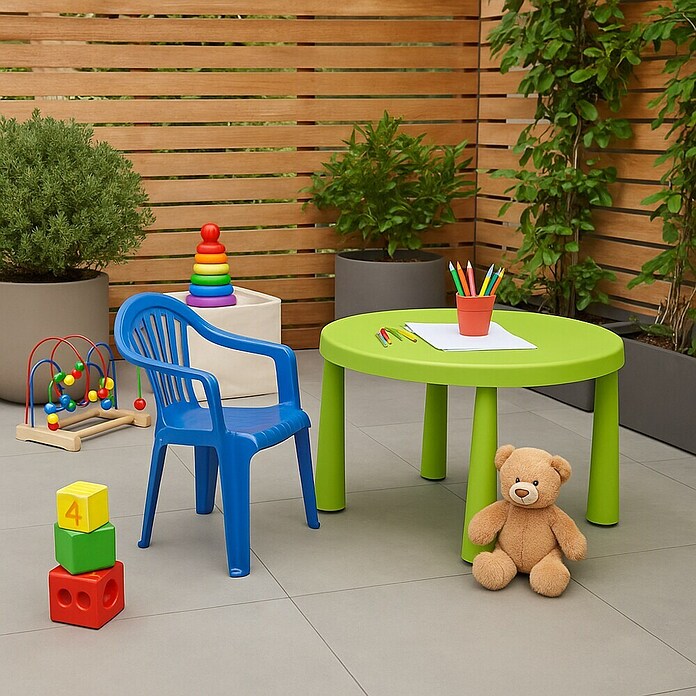 Silla de jardín infantil Arnau (L x An x Al: 36 x 32,5 x 49 cm, Azul, Polipropileno, Apilable) | BAUHAUS