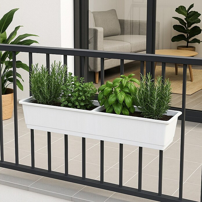 Geli Standard Jardinera para balcón (Largo: 80 cm, Blanco)