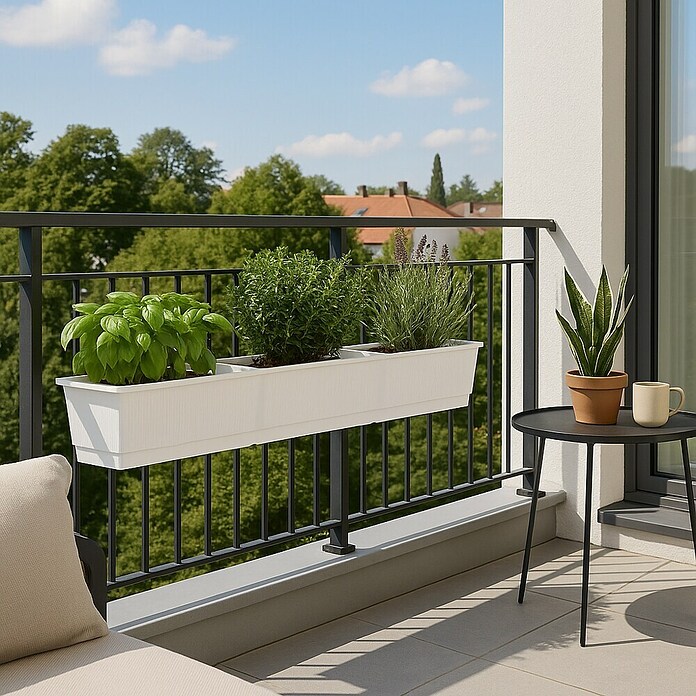 Geli Standard Jardinera para balcón (Largo: 100 cm, Blanco)
