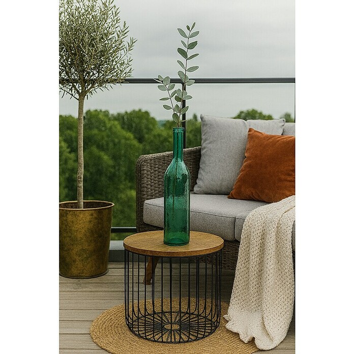 Jarrón de vidrio redondo Rioja (Ø x Al: 18 x 75 cm, Gris)