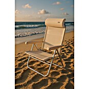 Crespo Silla de playa con reposacabezas (Ancho: 55 cm, Textilene, Beige)