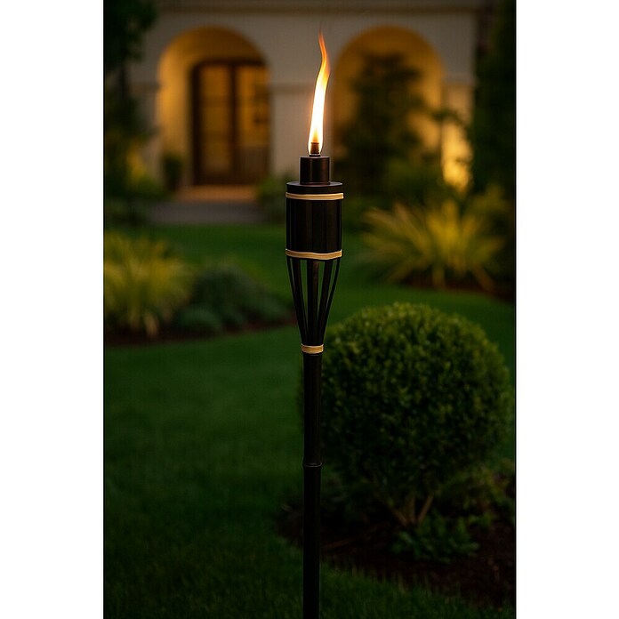 Antorcha para jardín (Altura: 65 cm, Materiales naturales, Negro) | BAUHAUS
