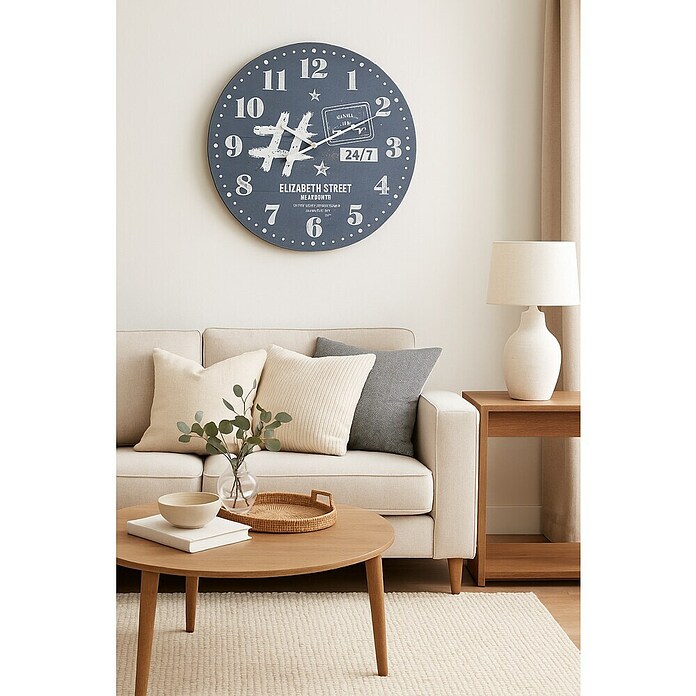 Reloj de pared redondo Elisabeth street (Multicolor, Diámetro: 55 cm)