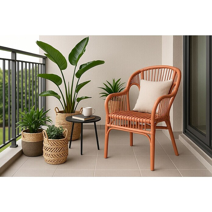Sillón de jardín Maribel (An x Pr x Al: 58 x 57 x 77 cm, Terracota, Ratán natural) | BAUHAUS