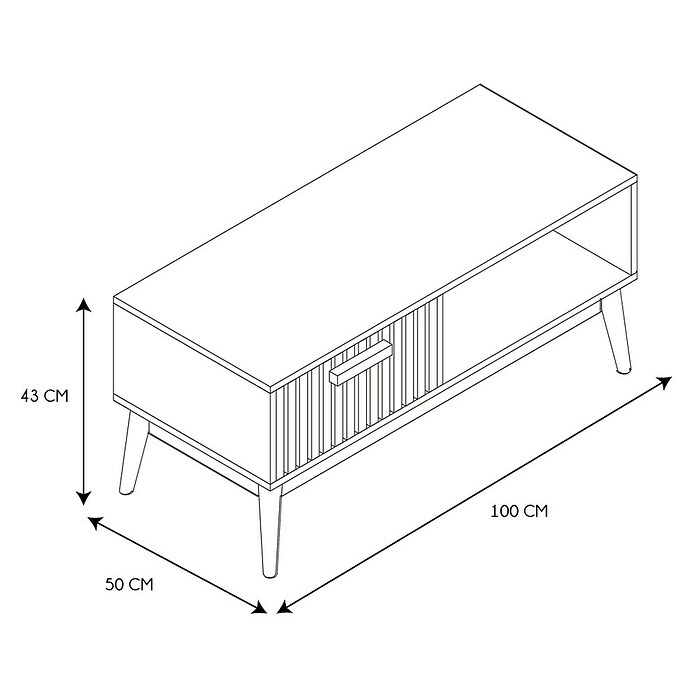 Home Deco Factory Klaus Mesa de centro (L x An x Al: 43 x 100 x 50 cm, Marrón, Diseño acanalado) | BAUHAUS