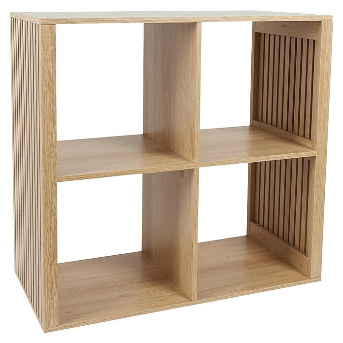Home Deco Factory Klaus Estantería de madera (L x An x Al: 32 x 69,6 x 66 cm, Marrón, Diseño acanalado) | BAUHAUS