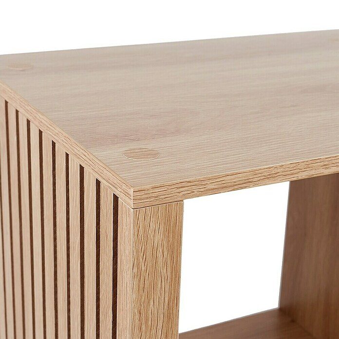 Home Deco Factory Klaus Estantería de madera (L x An x Al: 32 x 69,6 x 66 cm, Marrón, Diseño acanalado) | BAUHAUS