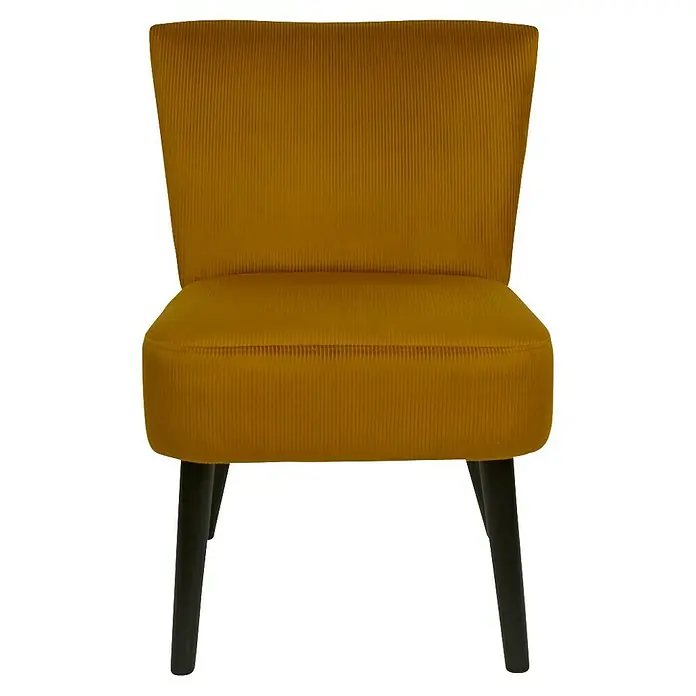 Home Deco Factory Giulia Silla - L x An x Al: 55 x 68 x 76 cm, Mostaza - Esta silla de pana color mostaza con sus delgadas patas negras es un añadido elegante y cómodo para cualquier habitación.