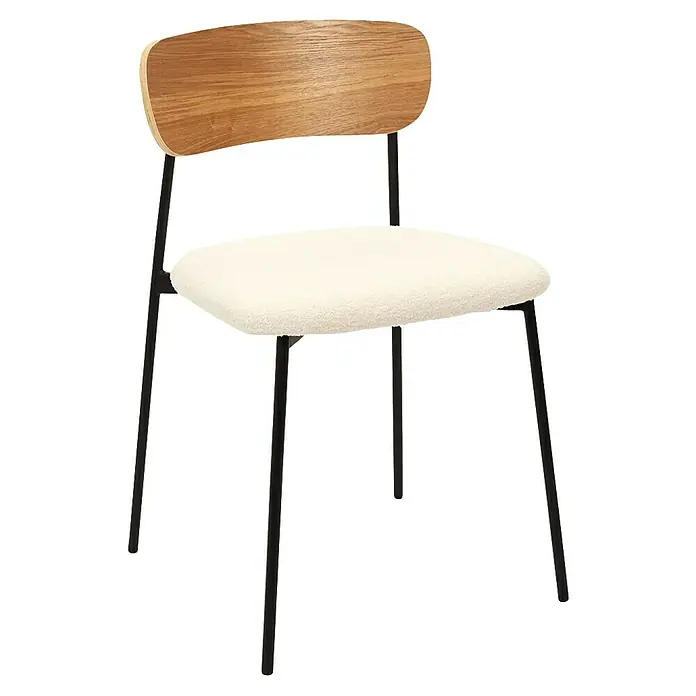 Home Deco Factory Silla Loki - Marrón/Blanco/Negro, 4 ud. - Esta elegante silla cuenta con marco de madera, asiento lujoso y patas metálicas robustas, que combinan confort y diseño moderno.