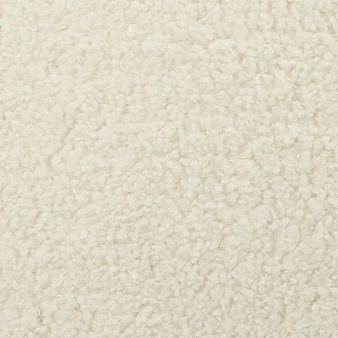 Home Deco Factory Silla Loki - Marrón/Blanco/Negro, 4 ud. - Primer plano de un tejido sherpa esponjoso de color crema, ideal para ropa cálida y acogedora o textiles para el hogar.