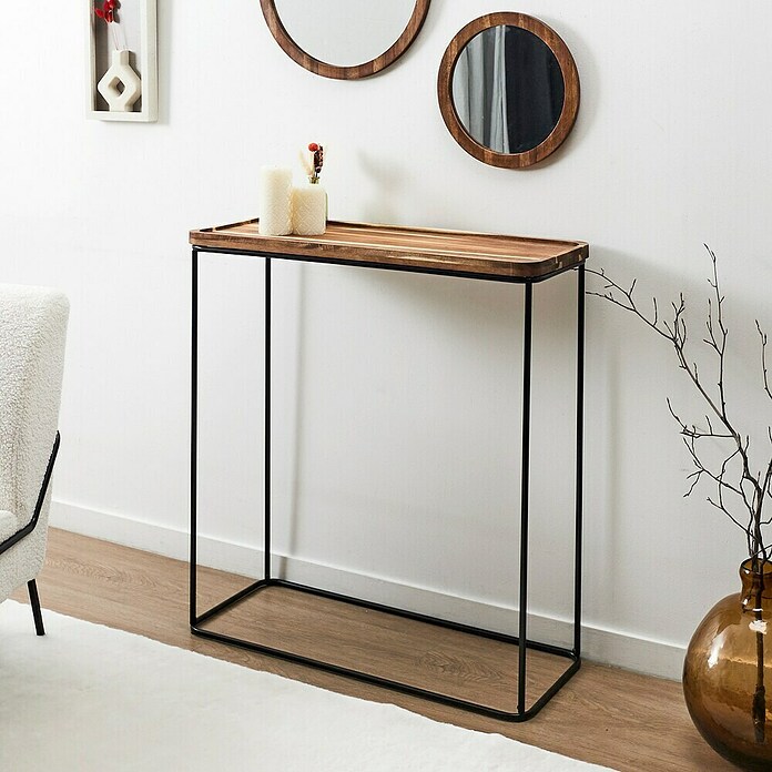 Home Deco Factory Mesa auxiliar Acacia (L x An: 30 x 80 cm, Marrón/Negro) | BAUHAUS