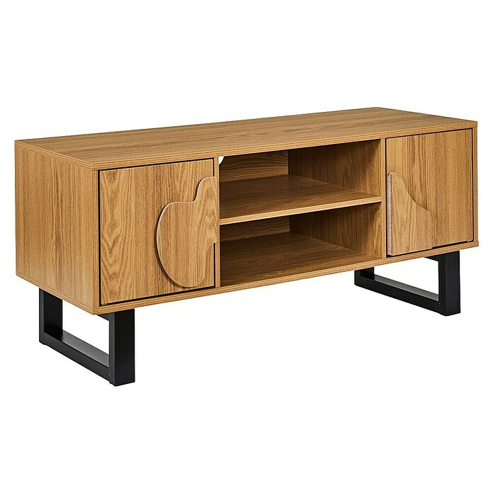 Home Deco Factory Calypso Mueble para TV (L x An x Al: 40 x 110 x 48 cm, Marrón/Negro, Relieves curvos) | BAUHAUS
