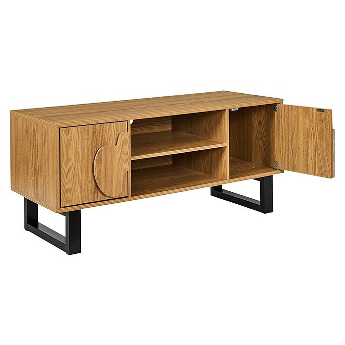 Home Deco Factory Calypso Mueble para TV (L x An x Al: 40 x 110 x 48 cm, Marrón/Negro, Relieves curvos) | BAUHAUS