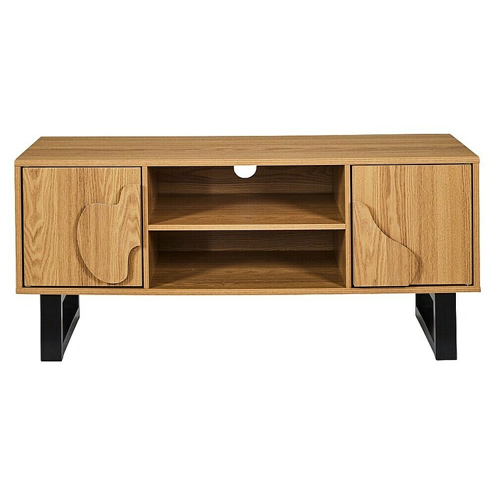 Home Deco Factory Calypso Mueble para TV (L x An x Al: 40 x 110 x 48 cm, Marrón/Negro, Relieves curvos) | BAUHAUS
