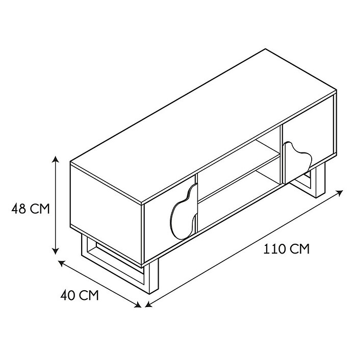 Home Deco Factory Calypso Mueble para TV (L x An x Al: 40 x 110 x 48 cm, Marrón/Negro, Relieves curvos) | BAUHAUS