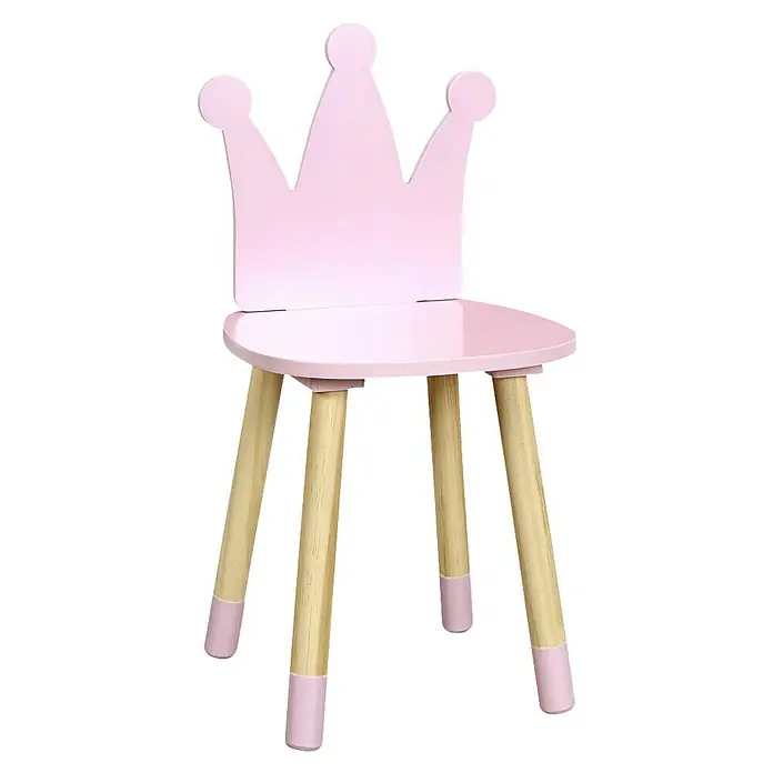 Home Deco Kids Silla Corona - Rosa, Madera de pino, Específico para: Niños pequeños - Una linda silla rosa para niños con respaldo de corona y patas de madera clara. El mueble perfecto para pequeñas princesas.