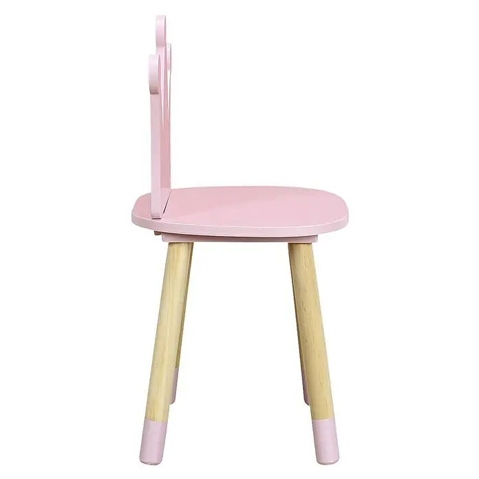 Home Deco Kids Silla Corona - Rosa, Madera de pino, Específico para: Niños pequeños - Adorable silla infantil con asiento y respaldo rosa, junto con patas de madera clara con extremos rosas.