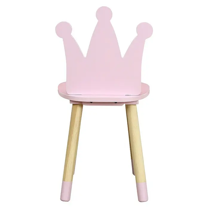 Home Deco Kids Silla Corona - Rosa, Madera de pino, Específico para: Niños pequeños - Silla rosa para niños con respaldo de corona y patas de madera clara con pies rosas, perfecta para una habitación de princesa.