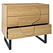 Home Deco Factory Calypso Cómoda (L x An x Al: 49 x 90 x 79 cm, Marrón/Negro, Número de cajones: 3 ud., Relieves curvos) | BAUHAUS