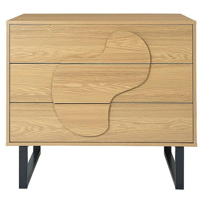 Home Deco Factory Calypso Cómoda (L x An x Al: 49 x 90 x 79 cm, Marrón/Negro, Número de cajones: 3 ud., Relieves curvos) | BAUHAUS