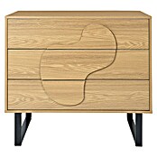 Home Deco Factory Calypso Cómoda (L x An x Al: 49 x 90 x 79 cm, Marrón/Negro, Número de cajones: 3 ud., Relieves curvos) | BAUHAUS