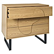 Home Deco Factory Calypso Cómoda (L x An x Al: 49 x 90 x 79 cm, Marrón/Negro, Número de cajones: 3 ud., Relieves curvos) | BAUHAUS