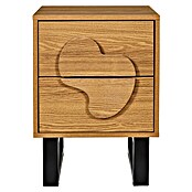 Home Deco Factory Calypso Mesita de noche (L x An x Al: 35 x 40 x 55 cm, Marrón/Negro, Número de cajones: 2 ud., Relieves curvos) | BAUHAUS
