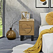 Home Deco Factory Calypso Mesita de noche (L x An x Al: 35 x 40 x 55 cm, Marrón/Negro, Número de cajones: 2 ud., Relieves curvos) | BAUHAUS