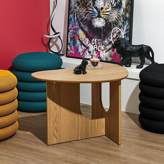 Home Deco Factory Calypso Mesa auxiliar (L x An x Al: 48 x 60 x 42 cm, MDF, Relieves curvos) | BAUHAUS