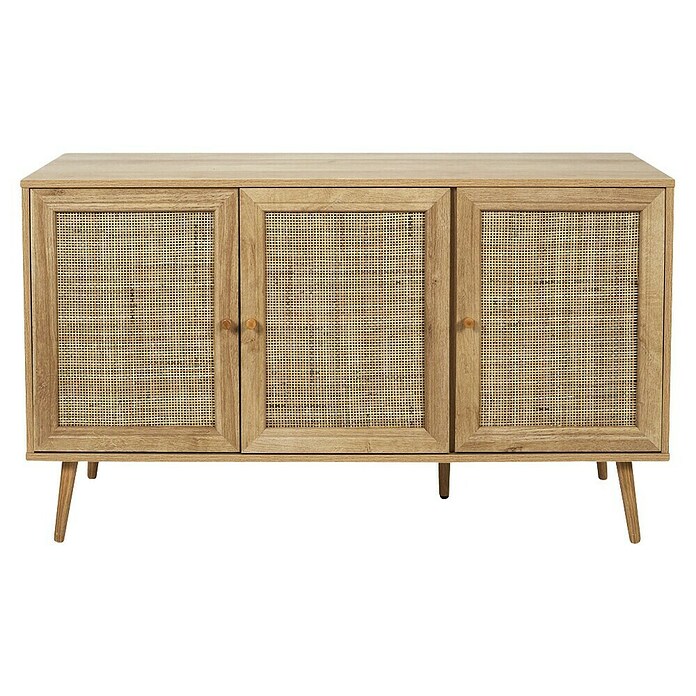 Home Deco Factory Bali Aparador (L x An x Al: 39 x 115 x 70 cm, Marrón, Número de puertas: 3 ud., Con ratán trenzado) | BAUHAUS