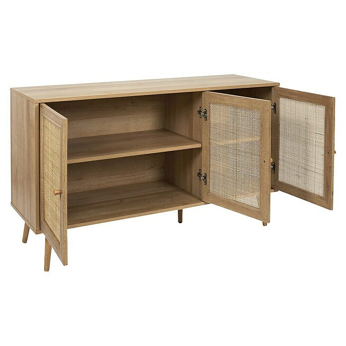 Home Deco Factory Bali Aparador (L x An x Al: 39 x 115 x 70 cm, Marrón, Número de puertas: 3 ud., Con ratán trenzado) | BAUHAUS