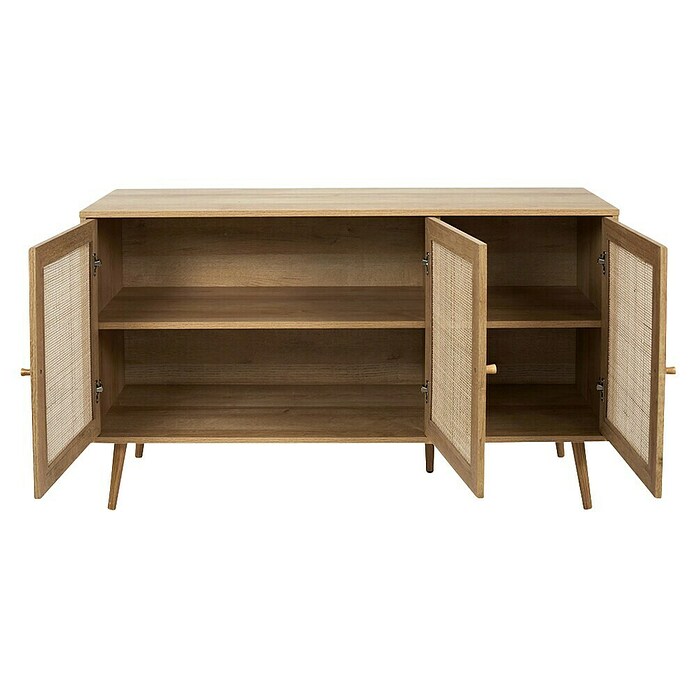 Home Deco Factory Bali Aparador (L x An x Al: 39 x 115 x 70 cm, Marrón, Número de puertas: 3 ud., Con ratán trenzado) | BAUHAUS