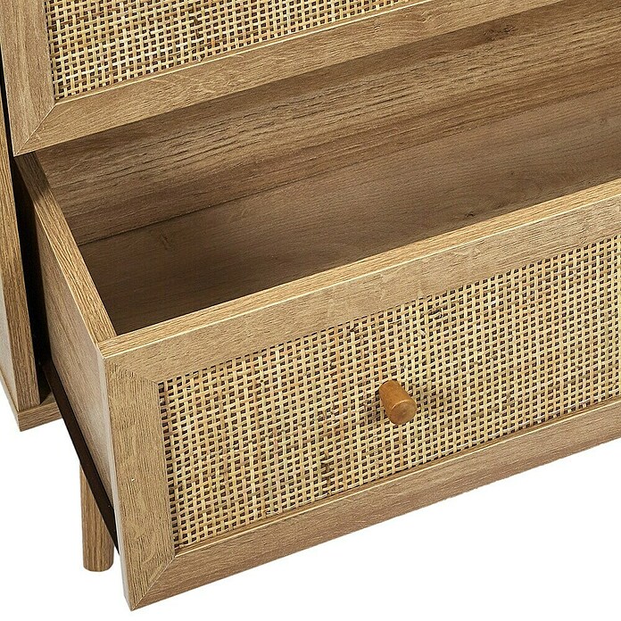 Home Deco Factory Bali Cómoda (L x An x Al: 39 x 90 x 79 cm, Marrón, Número de cajones: 3 ud., Con ratán trenzado) | BAUHAUS