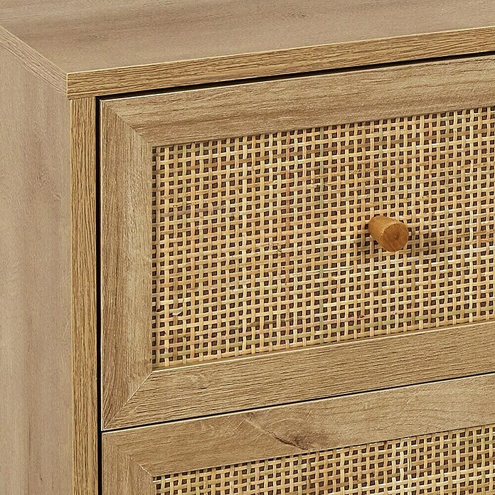 Home Deco Factory Bali Cómoda (L x An x Al: 39 x 90 x 79 cm, Marrón, Número de cajones: 3 ud., Con ratán trenzado) | BAUHAUS
