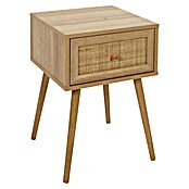 Home Deco Factory Bali Mesita de noche (L x An x Al: 39 x 39 x 55,4 cm, Marrón, Número de cajones: 1 ud., Con ratán trenzado) | BAUHAUS