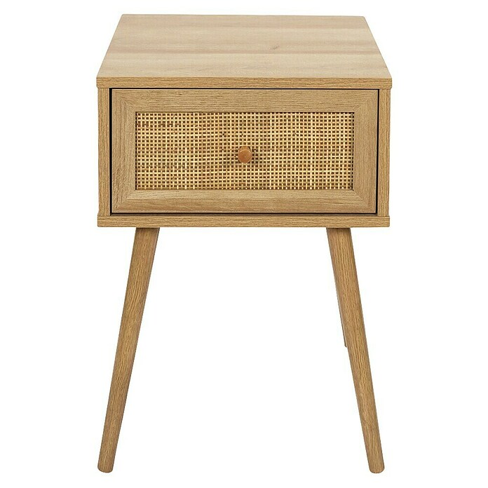 Home Deco Factory Bali Mesita de noche (L x An x Al: 39 x 39 x 55,4 cm, Marrón, Número de cajones: 1 ud., Con ratán trenzado) | BAUHAUS